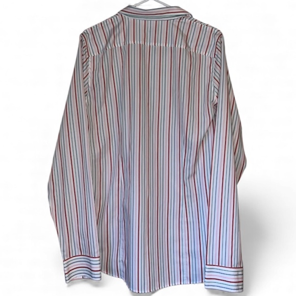 Lands’ End Tall Women Multi Striped No Iron Button Down Long Sleeve Shirt Sz-14T - Picture 6 of 6